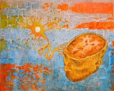 Neuroscience-themed painting by Adam Sprague.