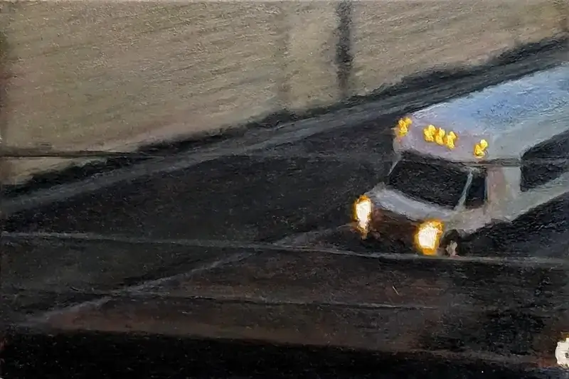 Atlanta, 2023, oil on panel, 4 x 6 inches, by Adam Sprague.