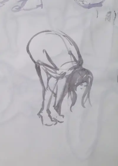 Expressive ink figure sketch of a figure.