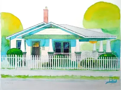 Watercolor of a home by Adam Sprague.