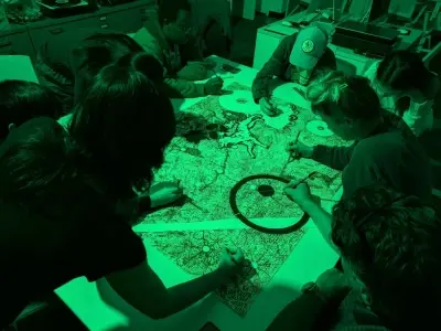 Process photo from the F O O L drawing marathon.