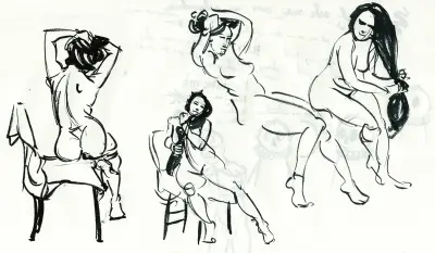 Figure gestures created with Kuretake brush pen.