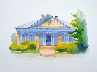 House watercolor painting by Adam Sprague.