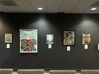 Flyer for Neural Impressions, a 2024 exhibition of neuroscience-themed artwork held at Georgia State University.